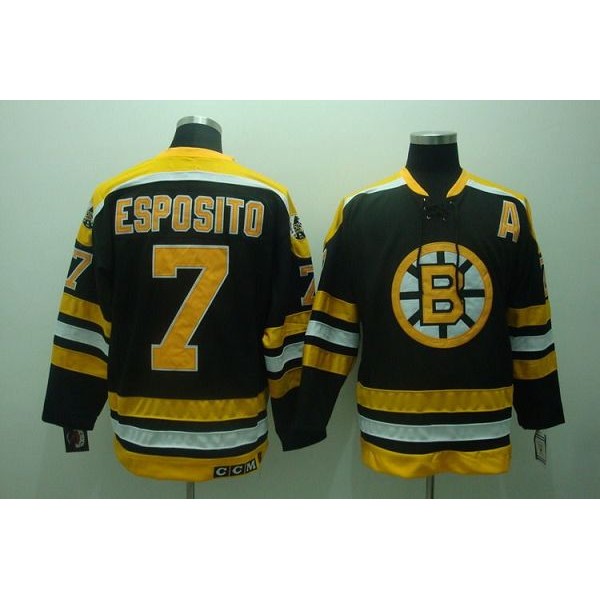 Bruins #7 Phil Esposito Stitched Black CCM Throwback Jersey