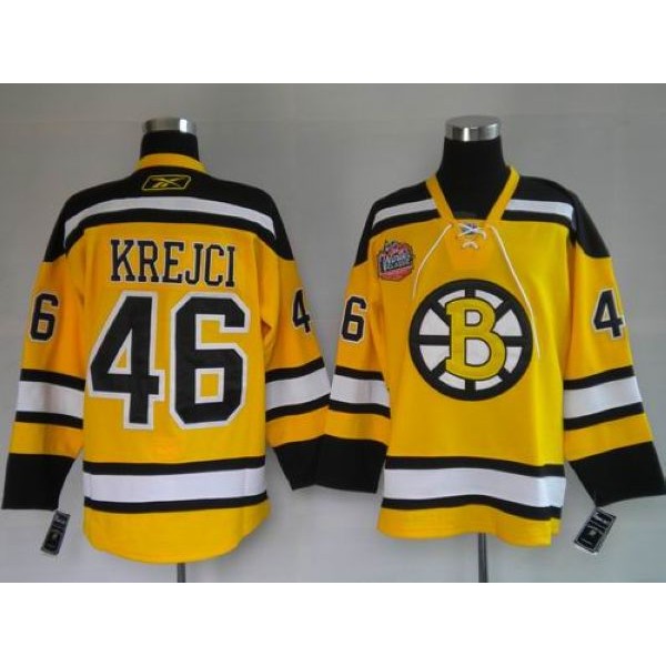 Bruins #46 David Krejci Stitched Winter Classic Yellow Jersey