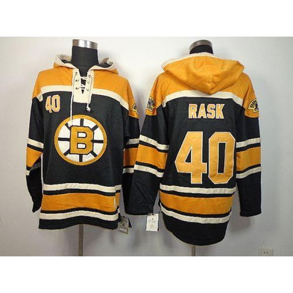Bruins #40 Tuukka Rask Black Sawyer Hooded Sweatshirt Stitched Jersey