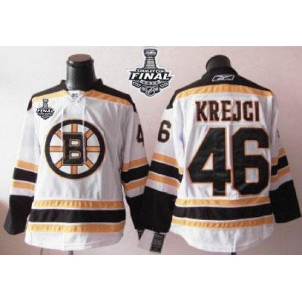 Bruins Stanley Cup Finals Patch #46 David Krejci White Stitched Jersey