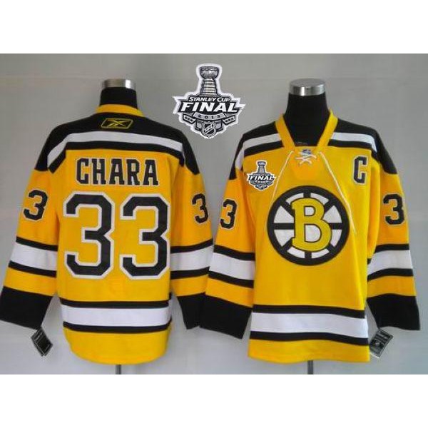 Bruins Stanley Cup Finals Patch #33 Zdeno Chara Stitched Winter Classic Yellow Jersey