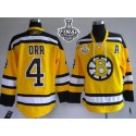 Bruins Stanley Cup Finals Patch #4 Bobby Orr Stitched Winter Classic Yellow Jersey