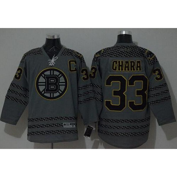 Bruins #33 Zdeno Chara Charcoal Cross Check Fashion Stitched Jersey