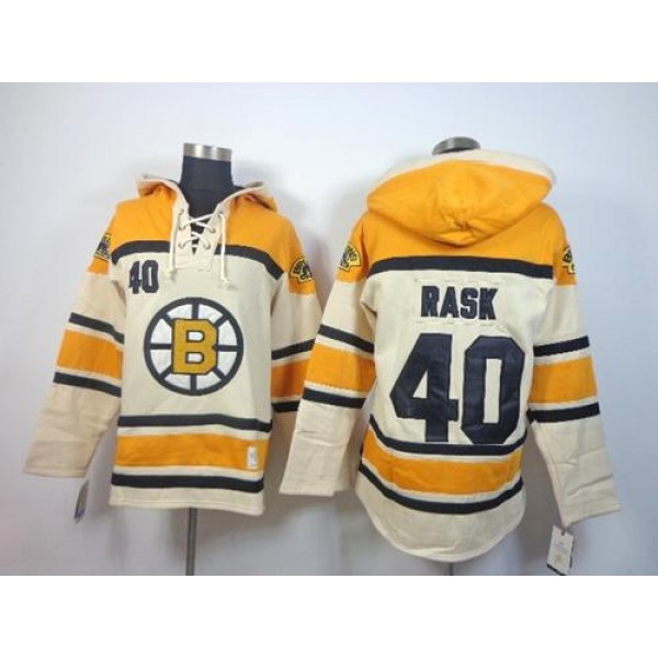 Bruins #40 Tuukka Rask Cream Sawyer Hooded Sweatshirt Stitched Jersey