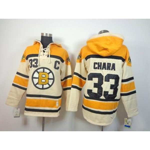 Bruins #33 Zdeno Chara Cream Sawyer Hooded Sweatshirt Stitched Jersey