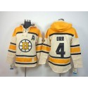 Bruins #4 Bobby Orr Cream Sawyer Hooded Sweatshirt Stitched Jersey