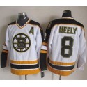 Bruins #8 Cam Neely White Black CCM Throwback Stitched Jersey