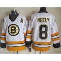 Bruins #8 Cam Neely White Yellow CCM Throwback Stitched Jersey