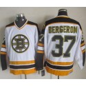 Bruins #37 Patrice Bergeron White Black CCM Throwback Stitched Jersey