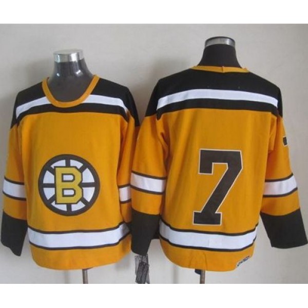 Bruins #7 Phil Esposito Yellow CCM Throwback Stitched Jersey