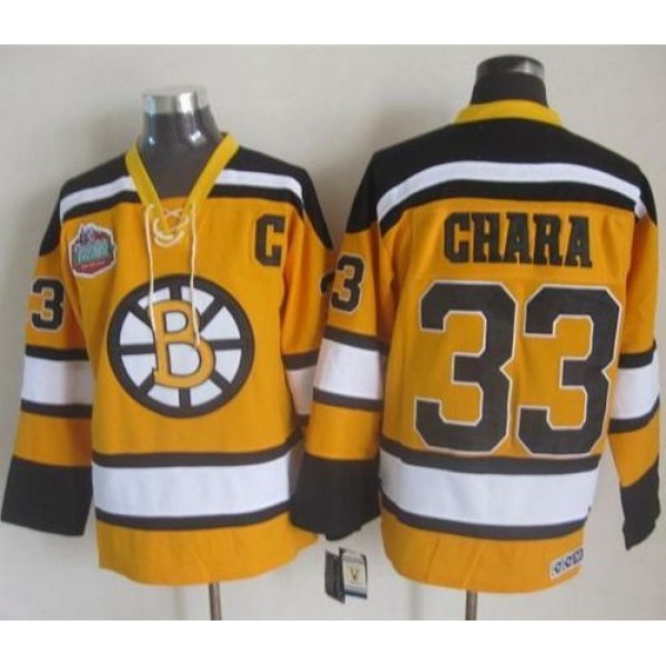 Bruins #33 Zdeno Chara Yellow Winter Classic CCM Throwback Stitched Jersey