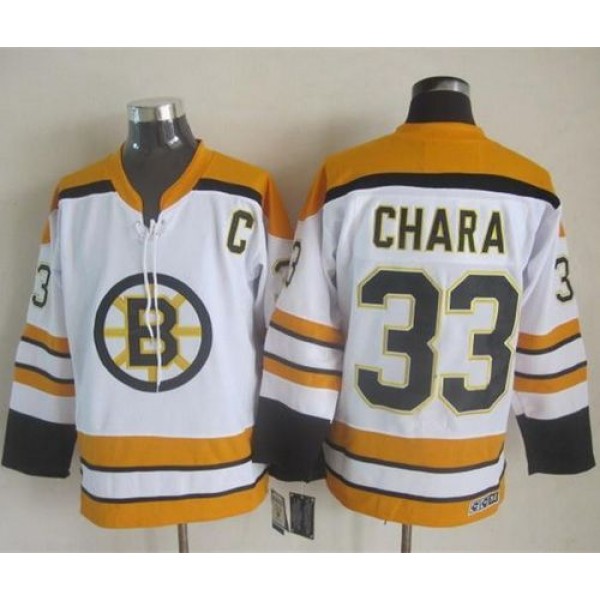 Bruins #33 Zdeno Chara White CCM Throwback Stitched Jersey