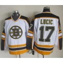 Bruins #17 Milan Lucic White Black CCM Throwback Stitched Jersey