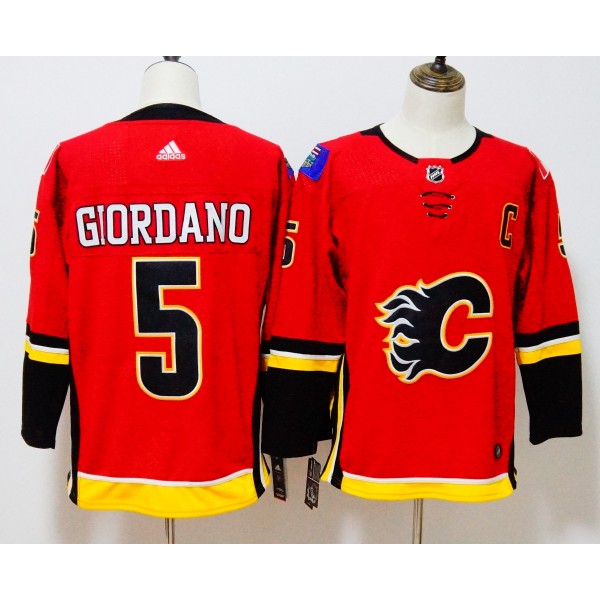 Calgary Flames #5 Mark Giordano Red Stitched Adidas Jersey