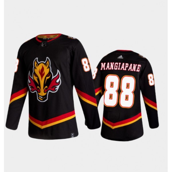 Calgary Flames #88 Andrew Mangiapane 2020-21 Black Reverse Retro Stitched Jersey