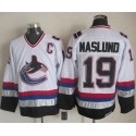 Canucks #19 Markus Naslund White Black CCM Throwback Stitched Jersey