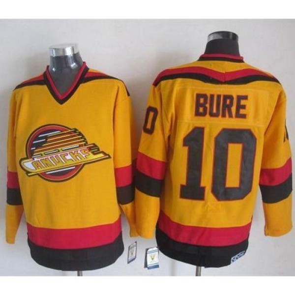Canucks #10 Pavel Bure Gold CCM Throwback Stitched Jersey
