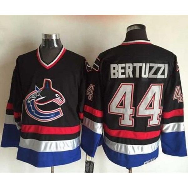 Canucks #44 Todd Bertuzzi Black Blue CCM Throwback Stitched Jersey