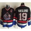 Canucks #19 Markus Naslund Black Blue CCM Throwback Stitched Jersey