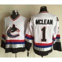 Canucks #1 Kirk Mclean White Black CCM Throwback Stitched Jersey
