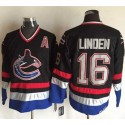 Canucks #16 Trevor Linden Black Blue CCM Throwback Stitched Jersey