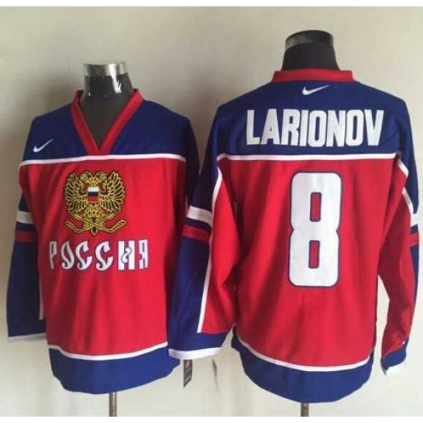 Canucks #8 Igor Larionov Red Blue Nike Stitched Jersey
