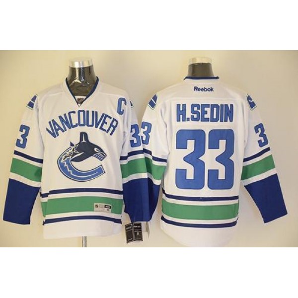 Canucks #33 Henrik Sedin White Stitched Jersey