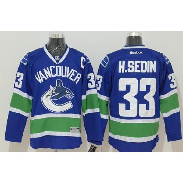 Canucks #33 Henrik Sedin Blue Stitched Jersey