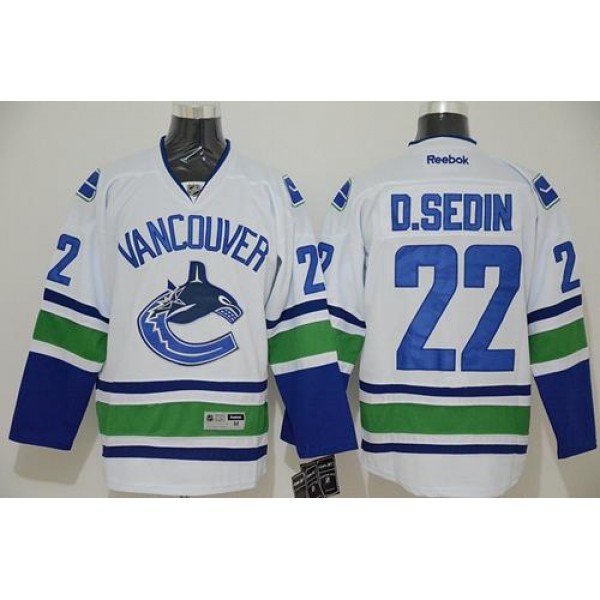 Canucks #22 Daniel Sedin White Stitched Jersey