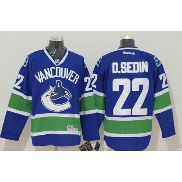 Canucks #22 Daniel Sedin Blue Stitched Jersey