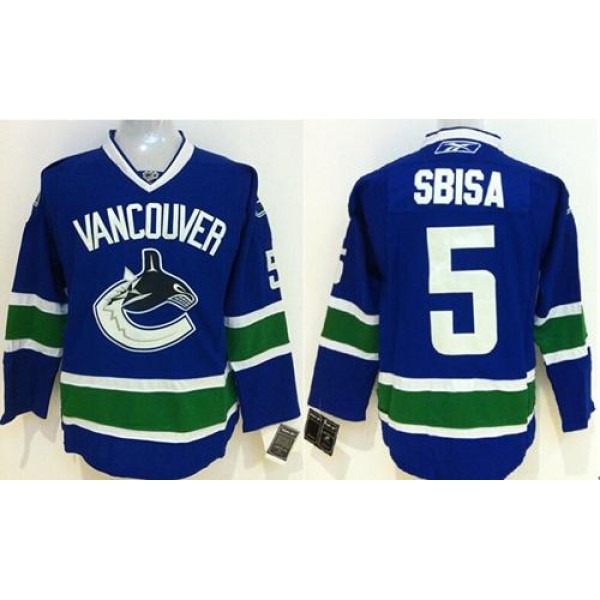 Canucks #5 Luca Sbisa Blue Stitched Jersey
