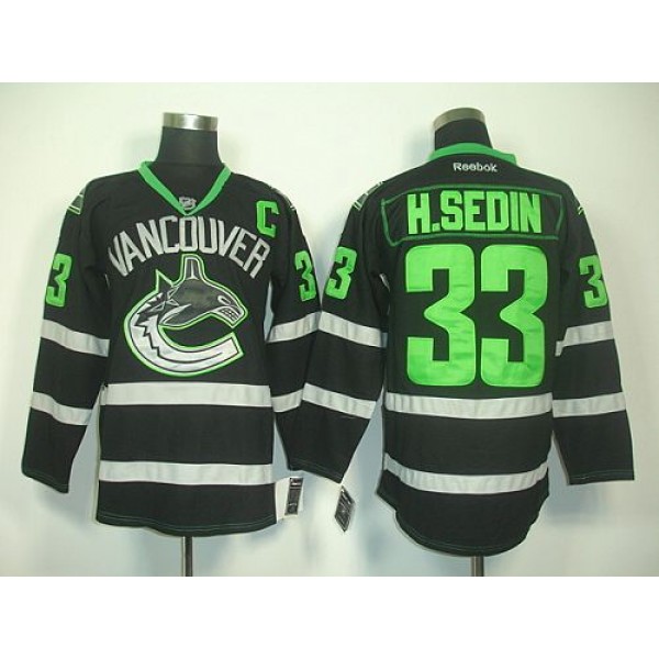 Canucks #33 Henrik Sedin Black Ice Stitched Jersey