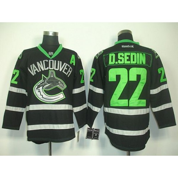 Canucks #22 Daniel Sedin Black Ice Stitched Jersey