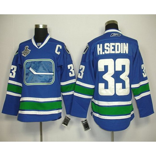 Canucks 2011 Stanley Cup Finals #33 Henrik Sedin Blue Third Stitched Jersey