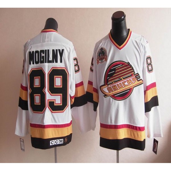 Canucks #89 Alexander Mogilny Stitched White CCM Throwback Jersey