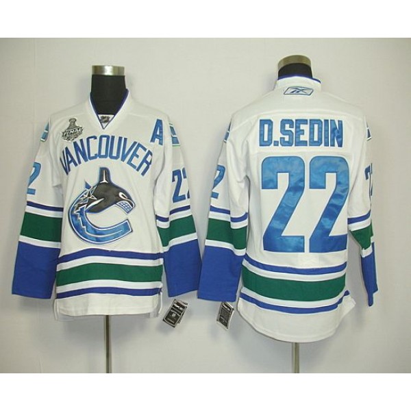 Canucks 2011 Stanley Cup Finals #22 D.Sedin White Stitched Jersey