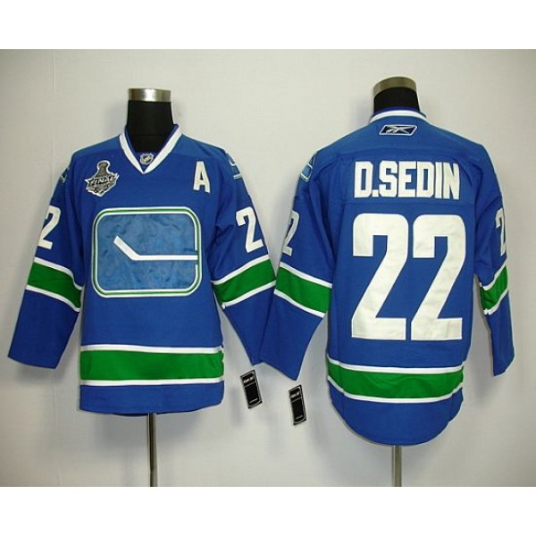 Canucks 2011 Stanley Cup Finals #22 D.Sedin Blue Third Stitched Jersey