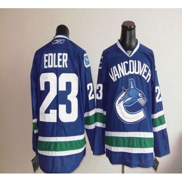 Canucks #23 Alexander Edler Blue Stitched Jersey