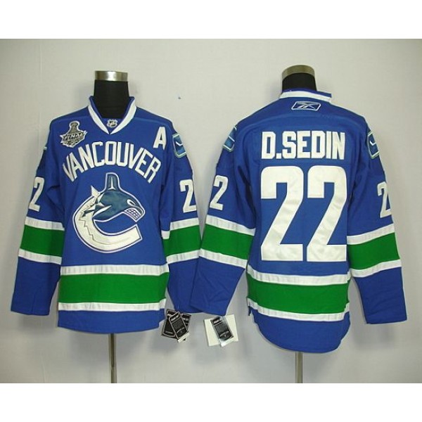 Canucks 2011 Stanley Cup Finals #22 D.Sedin Blue Stitched Jersey