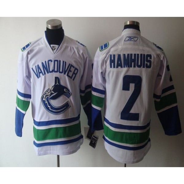 Canucks #2 Hamhuis White Stitched Jersey