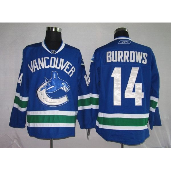 Canucks #14 Alexandre Burrows Stitched Blue Jersey