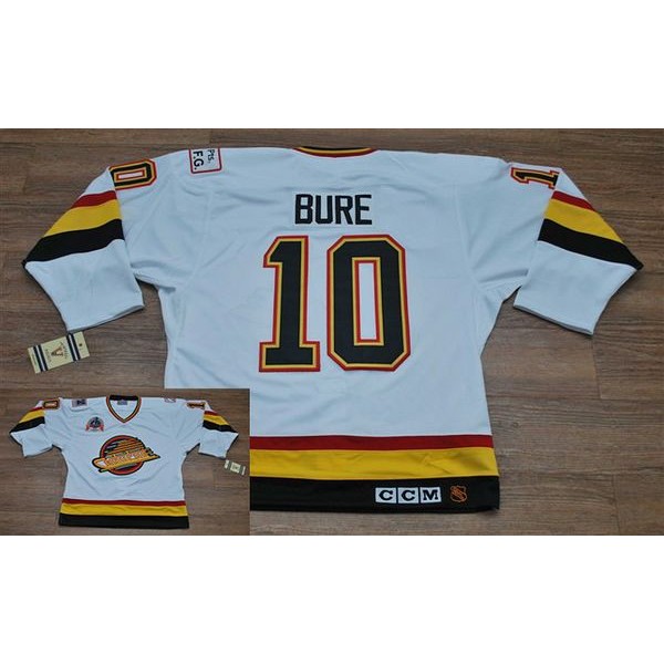 Canucks #10 Pavel Bure Stitched White CCM Throwback Vintage Jersey