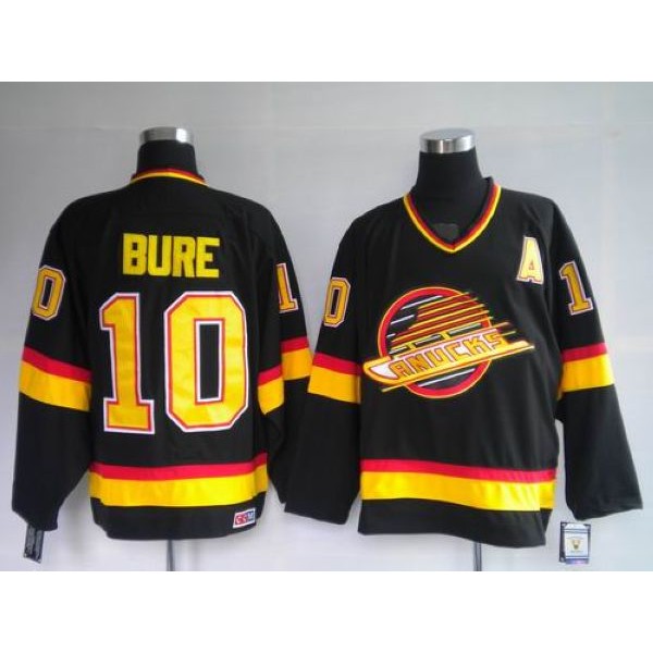 Canucks #10 Pavel Bure Stitched Black Mitchell Ness Jersey
