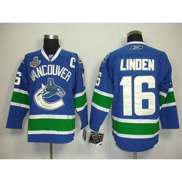 Canucks 2011 Stanley Cup Finals #16 Trevor Linden Blue Stitched Jersey