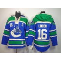 Canucks #16 Trevor Linden Blue Sawyer Hooded Sweatshirt Stitched Jersey