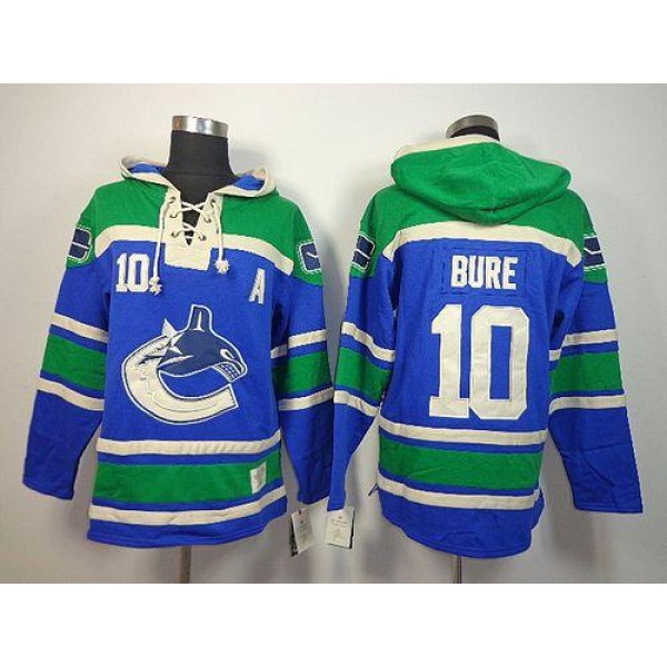 Canucks #10 Pavel Bure Blue Sawyer Hooded Sweatshirt Stitched Jersey