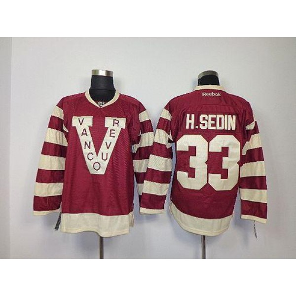 Canucks #33 Henrik Sedin Red Stitched Jersey