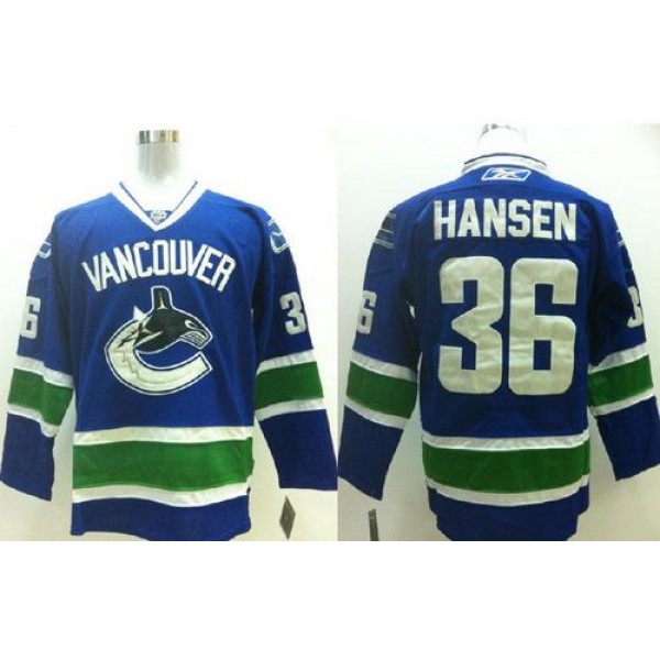 Canucks #36 Jannik Hansen Blue Stitched Jersey