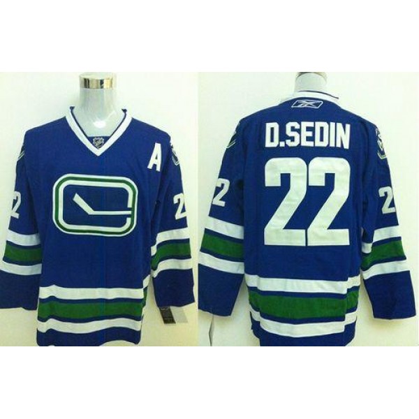 Canucks #22 Daniel Sedin Stitched Blue Third Jersey