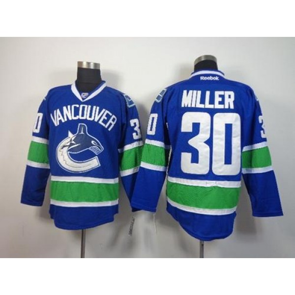 Canucks #30 Ryan Miller Blue Stitched Jersey